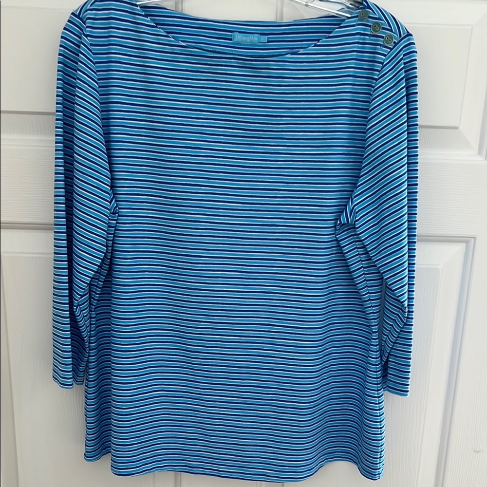 J. McLaughlin Vibrant Blue and White Striped Shirt